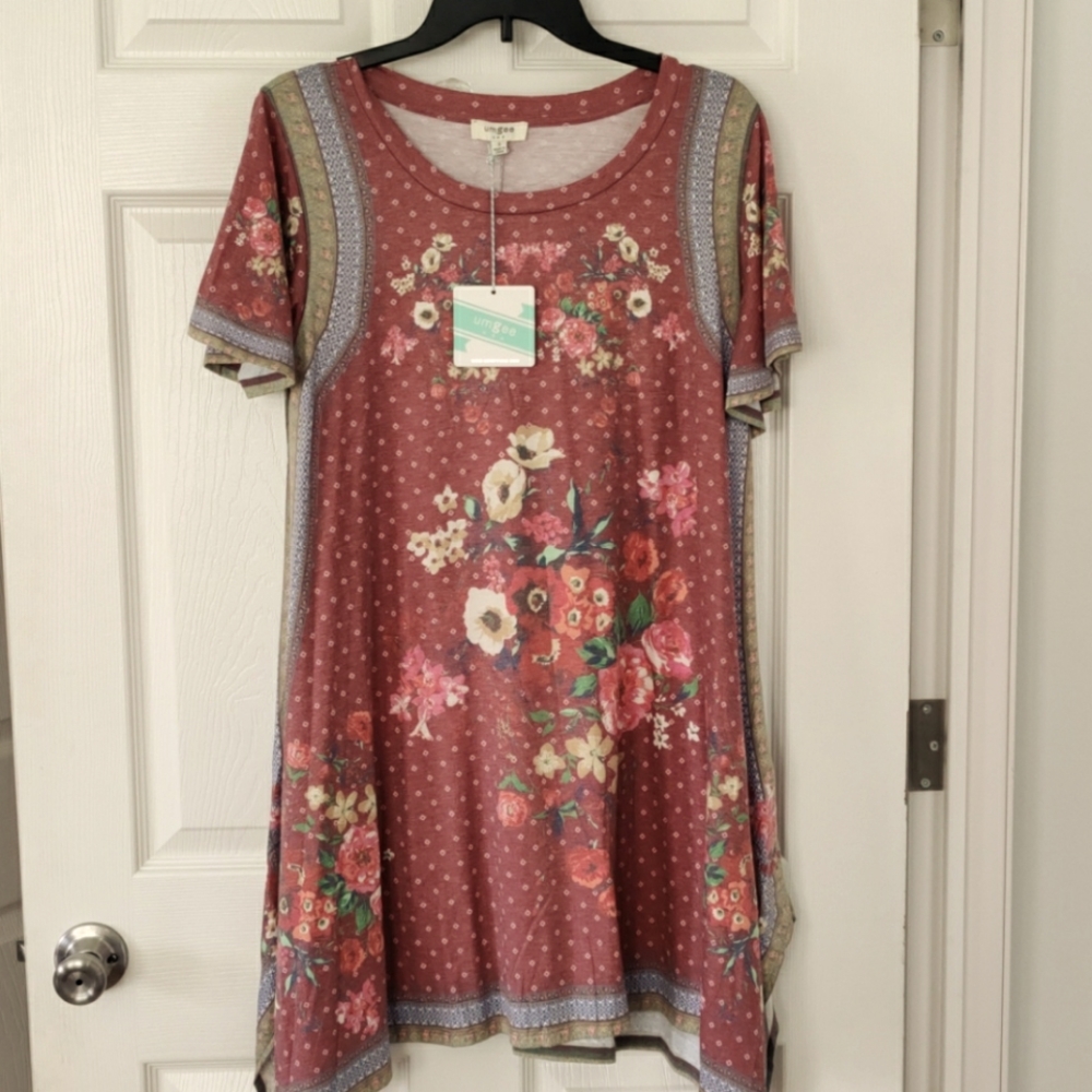 Blu Pepper Mauve Floral Short Sleeve Swing Dress